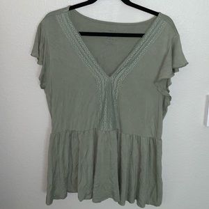 Torrid Sage Short Sleeve  V-Neck Top